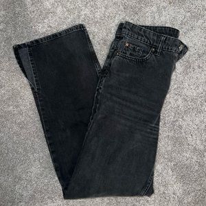 H&M straight leg black jeans with ankle slit. Size US 2